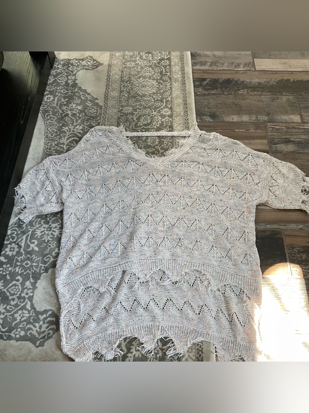 POL Multicolor Speckled Open-Knit Sweater